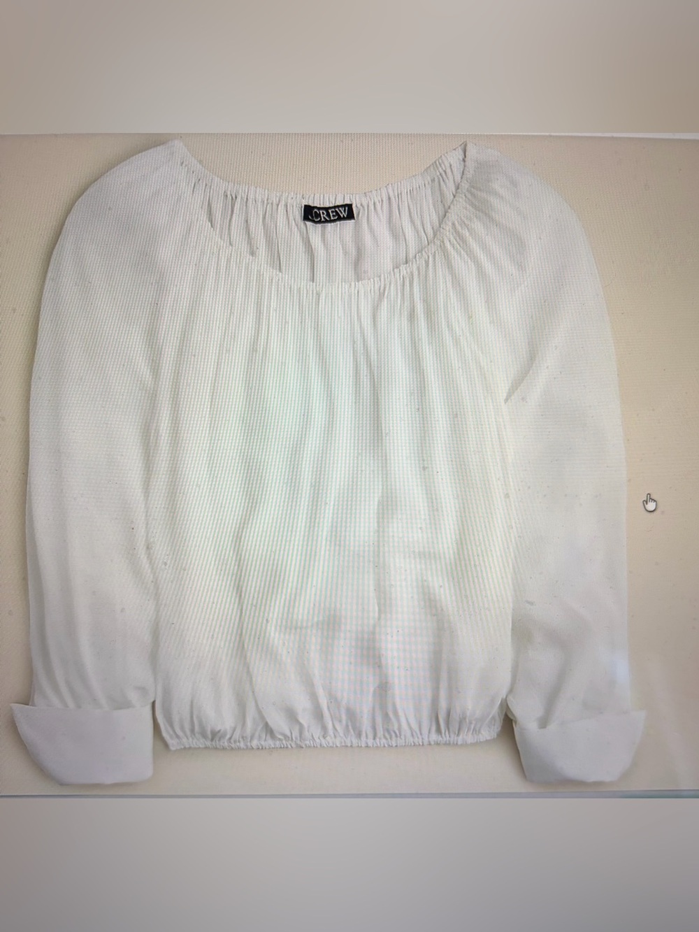 J. Crew Collection sheer gathered top White Elastic-Hem Peasant Blouse size M
